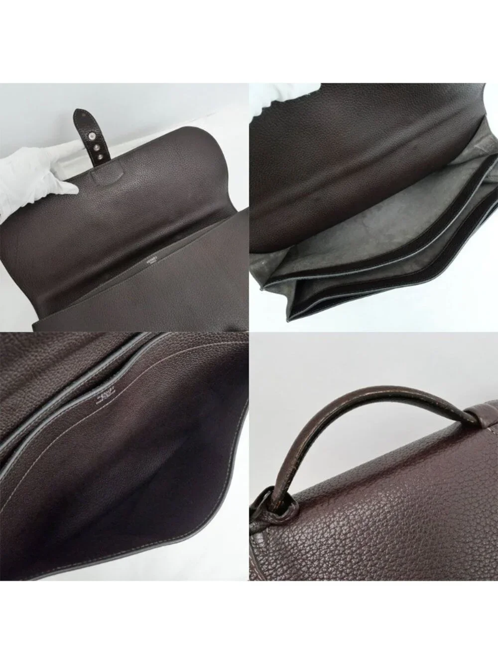 Hermes Sac a Depeches 41 Tote Brown Construction Togo Business
